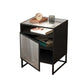 Industrial Bed Nightstand Glass and Manufactured Wood Night Table with Doors