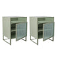 Industrial Bed Nightstand Glass and Manufactured Wood Night Table with Doors