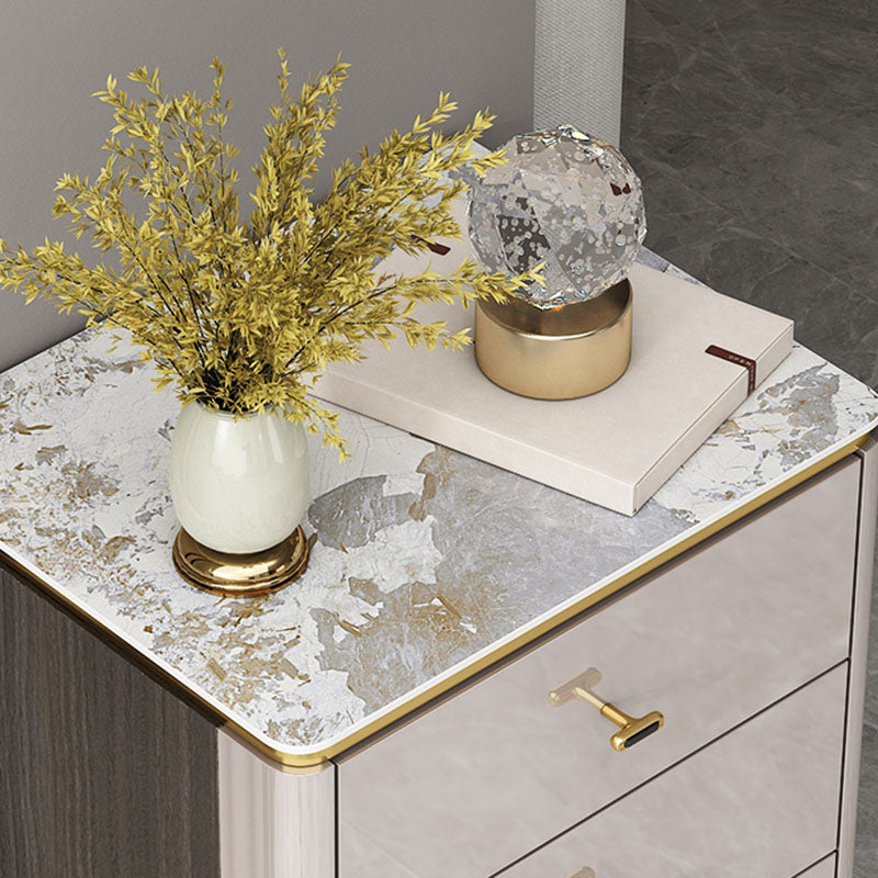 Glam Stone Slaapkamer Opbergkast Wit / grijze verticale borst met laden