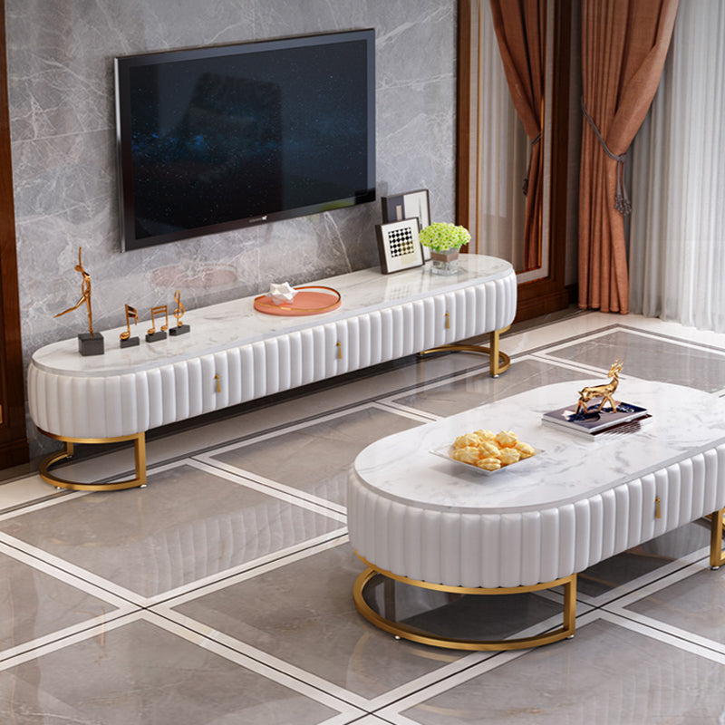 Modern Marble TV Console White Enclosed Storage TV Stand with Drawers Clearhalo 'furn' 'furn_tv_stands_entertainment_centers' 'Furniture' 'Living Room Furniture' 'TV Stands & Entertainment Centers' 'TV Stands & Media Storage Furniture' 'tv_stands_entertainment_centers' 5949967