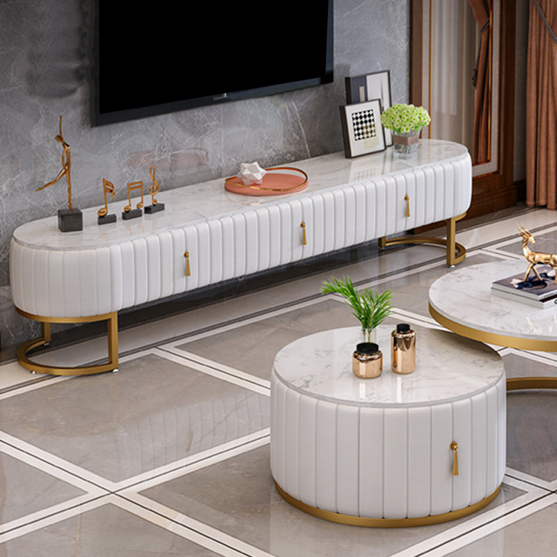 Modern Marble TV Console White Enclosed Storage TV Stand with Drawers Clearhalo 'furn' 'furn_tv_stands_entertainment_centers' 'Furniture' 'Living Room Furniture' 'TV Stands & Entertainment Centers' 'TV Stands & Media Storage Furniture' 'tv_stands_entertainment_centers' 5949970
