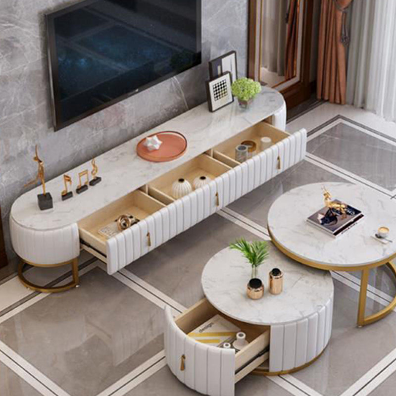Modern Marble TV Console White Enclosed Storage TV Stand with Drawers Clearhalo 'furn' 'furn_tv_stands_entertainment_centers' 'Furniture' 'Living Room Furniture' 'TV Stands & Entertainment Centers' 'TV Stands & Media Storage Furniture' 'tv_stands_entertainment_centers' 5949971