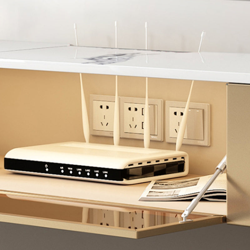 Glam Stone TV Media Stand Enclosed Storage White TV Stand for Living Room Clearhalo 'furn' 'furn_tv_stands_entertainment_centers' 'Furniture' 'Living Room Furniture' 'TV Stands & Entertainment Centers' 'TV Stands & Media Storage Furniture' 'tv_stands_entertainment_centers' 5949985