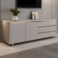 Modern Stone TV Media Stand 16" W Enclosed Storage TV Stand for Living Room Clearhalo 'furn' 'furn_tv_stands_entertainment_centers' 'Furniture' 'Living Room Furniture' 'TV Stands & Entertainment Centers' 'TV Stands & Media Storage Furniture' 'tv_stands_entertainment_centers' 5950041