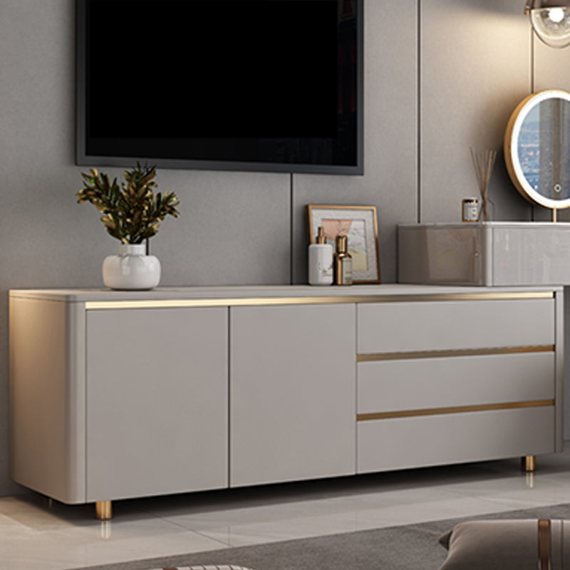 Modern Stone TV Media Stand 16" W Enclosed Storage TV Stand for Living Room Clearhalo 'furn' 'furn_tv_stands_entertainment_centers' 'Furniture' 'Living Room Furniture' 'TV Stands & Entertainment Centers' 'TV Stands & Media Storage Furniture' 'tv_stands_entertainment_centers' 5950046