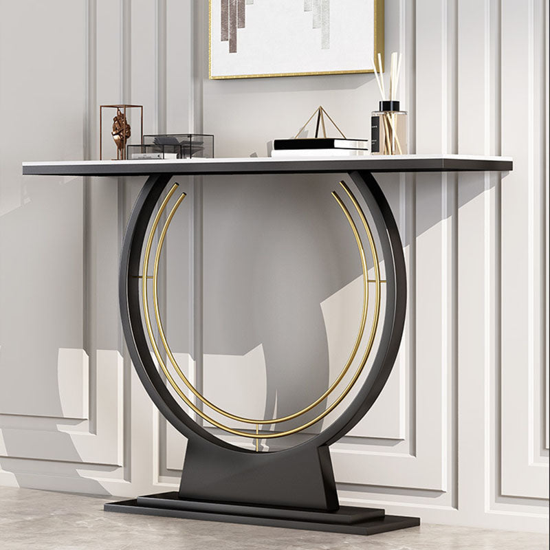 Modern Metal Console Sofa Table Rectangle Stone Console Accent Table for Hall 47"L x 12"W x 31"H Clearhalo 'Console Tables' 'console_tables' 'Entry & Mudroom Furniture' 'furn' 'furn_console_tables' 'Furniture' 5950137