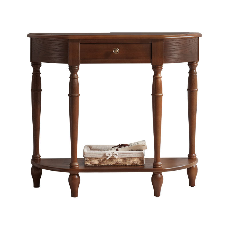 ゴム製ウッドコンソール表12 "wホールのためのミッドセンチュリーモダンハーフムーンアクセントテーブル