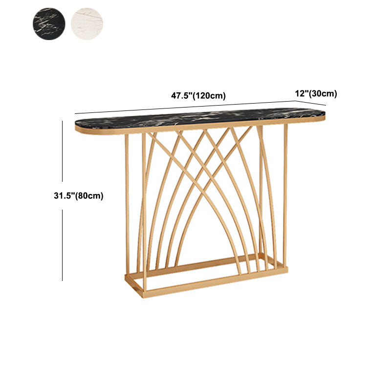 Tavolo di divano console di ferro glam tavolo da accento console in marmo ovale per sala