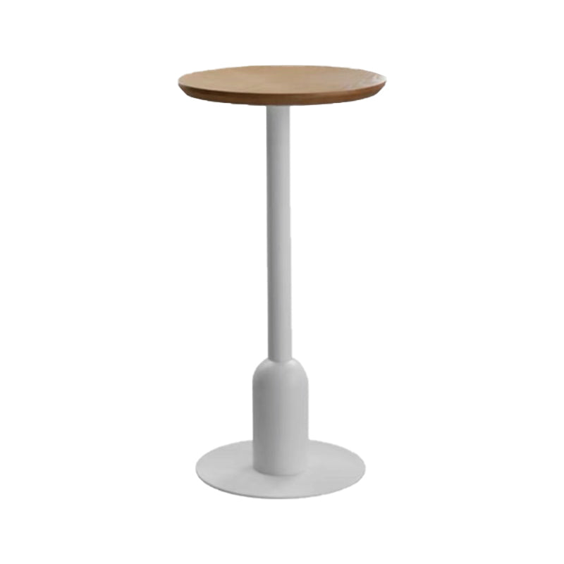 Fixed Bar Table Industrial Bistro Bar Height Cocktail Table with Metal Pedestal 19.7"L x 19.7"W x 40.6"H Natural Round Clearhalo 'Bar Furniture' 'Bar Tables' 'bar_tables' 'furn' 'furn_bar_tables' 'Furniture' 'Kitchen & Dining Furniture' 5952630