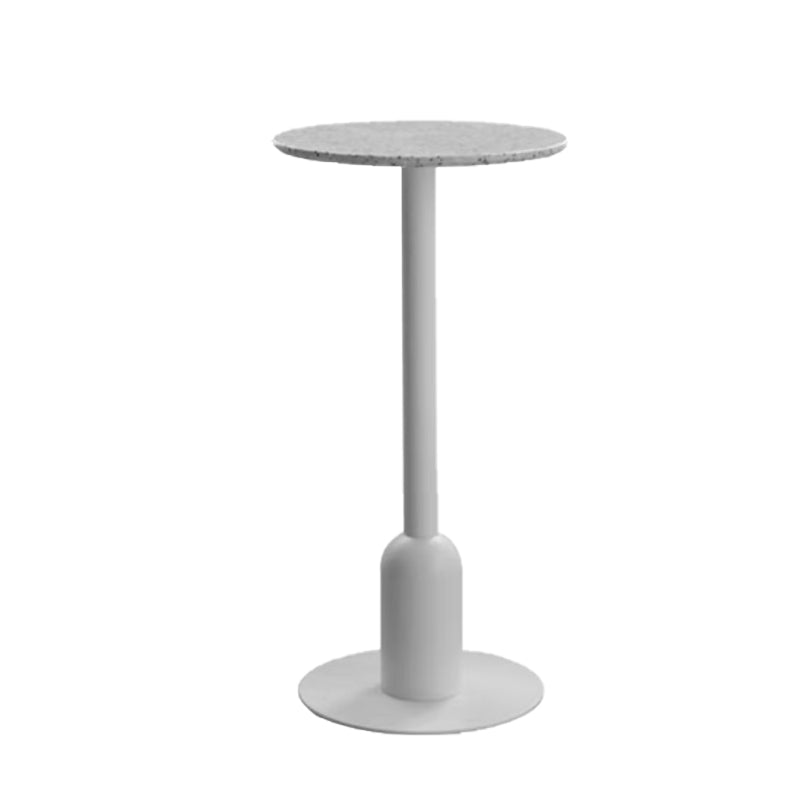 Fixed Bar Table Industrial Bistro Bar Height Cocktail Table with Metal Pedestal 19.7"L x 19.7"W x 40.6"H White-Gray Round Clearhalo 'Bar Furniture' 'Bar Tables' 'bar_tables' 'furn' 'furn_bar_tables' 'Furniture' 'Kitchen & Dining Furniture' 5952632