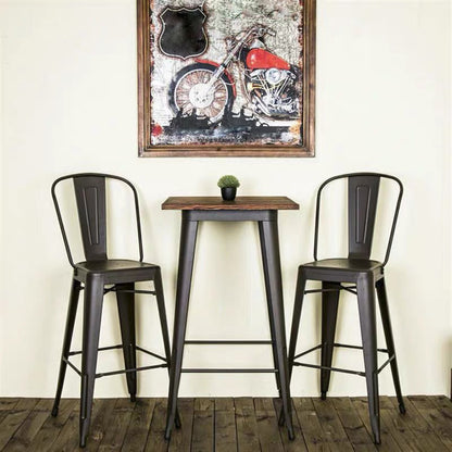 Industrial Pub Table Solid Wood Bar Height Bar Table for Cafe and Breakroom