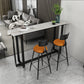 Mesa de bar rectangular de piedra sinterizada, mesa de pub con base negra y metálica