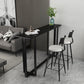 Mesa de bar rectangular de piedra sinterizada, mesa de pub con base negra y metálica