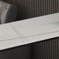 Mesa de bar rectangular de piedra sinterizada, mesa de pub con base negra y metálica