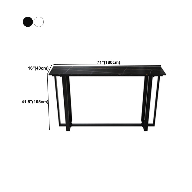Mesa de bar rectangular de piedra sinterizada, mesa de pub con base negra y metálica