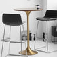 Modern Round Bar Table Fixed Bistro Bar Height Cocktail Table with Metal Pedestal Base 27.6"L x 27.6"W x 41.3"H Brown Without Chairs Clearhalo 'Bar Furniture' 'Bar Tables' 'bar_tables' 'furn' 'furn_bar_tables' 'Furniture' 'Kitchen & Dining Furniture' 5952709