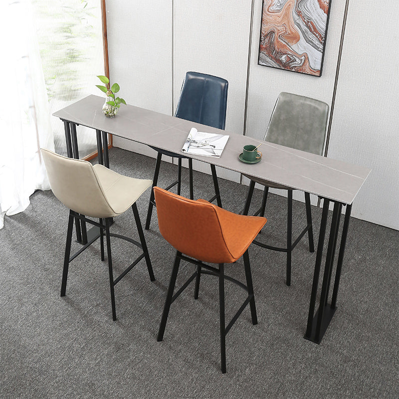 Industrial Style Rectangle Bar Table Stone Sled Base Bar Dining Table Gray Without Chairs Clearhalo 'Bar Furniture' 'Bar Tables' 'bar_tables' 'furn' 'furn_bar_tables' 'Furniture' 'Kitchen & Dining Furniture' 5952732