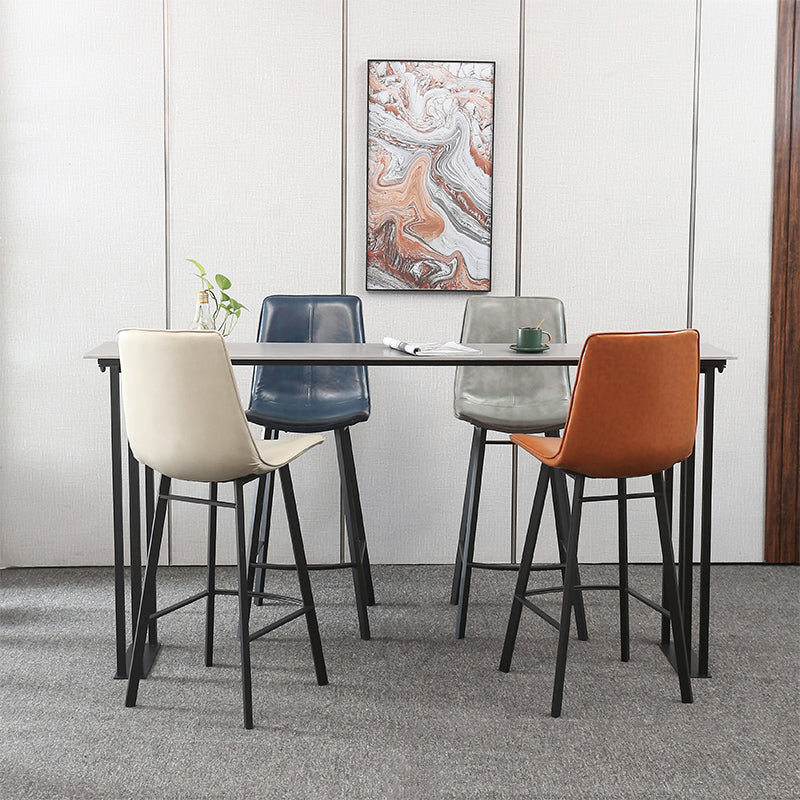 Industrial Style Rectangle Bar Table Stone Sled Base Bar Dining Table 70.9"L x 15.7"W x 41.3"H Gray Without Chairs Clearhalo 'Bar Furniture' 'Bar Tables' 'bar_tables' 'furn' 'furn_bar_tables' 'Furniture' 'Kitchen & Dining Furniture' 5952733