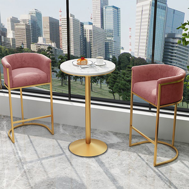 Glam Style Bar Table White Top Faux Marble Bar Dining Room Table 23.6"L x 23.6"W x 37.4"H Without Chairs Clearhalo 'Bar Furniture' 'Bar Tables' 'bar_tables' 'furn' 'furn_bar_tables' 'Furniture' 'Kitchen & Dining Furniture' 5952752