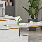 Glam Style Bar Table White Top Faux Marble Bar Dining Room Table Clearhalo 'Bar Furniture' 'Bar Tables' 'bar_tables' 'furn' 'furn_bar_tables' 'Furniture' 'Kitchen & Dining Furniture' 5952754