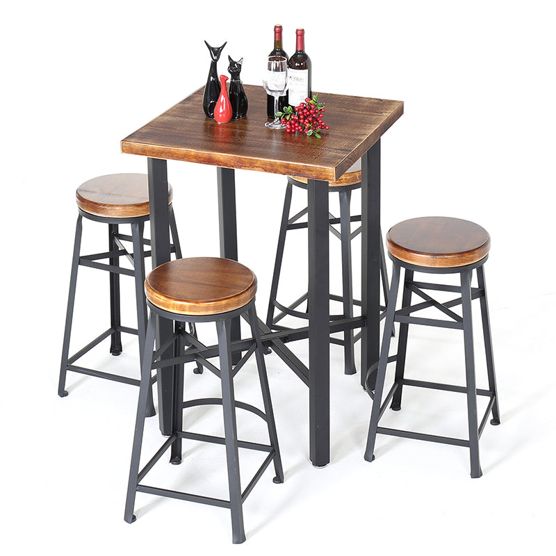 Industrial Style Bar Table Solid Wood Square Bar Dining Table with Footrest Clearhalo 'Bar Furniture' 'Bar Tables' 'bar_tables' 'furn' 'furn_bar_tables' 'Furniture' 'Kitchen & Dining Furniture' 5952769