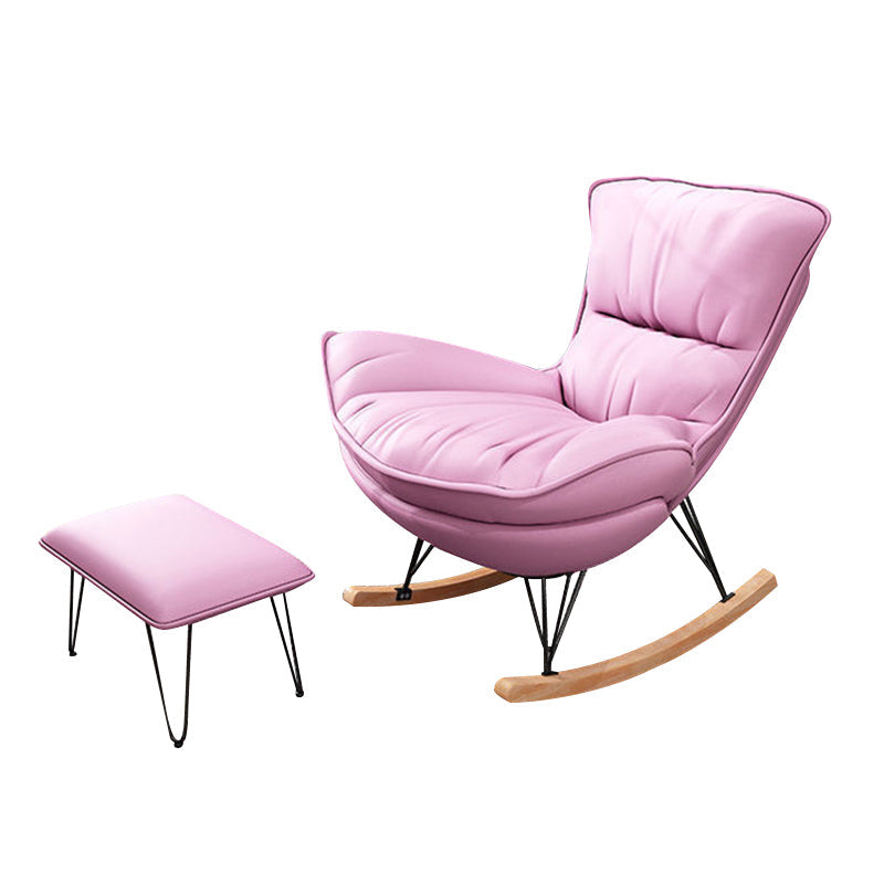 Sedia a dondolo contemporanea Codice in pelle con finta sedia da bilanciere con cuscini con cuscini