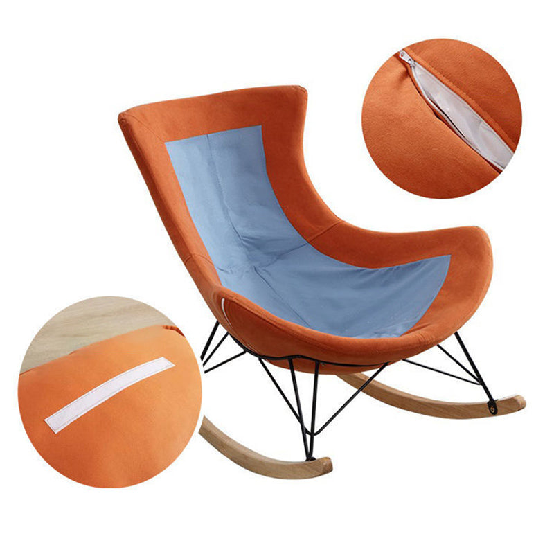 Sedia a dondolo contemporanea Codice in pelle con finta sedia da bilanciere con cuscini con cuscini