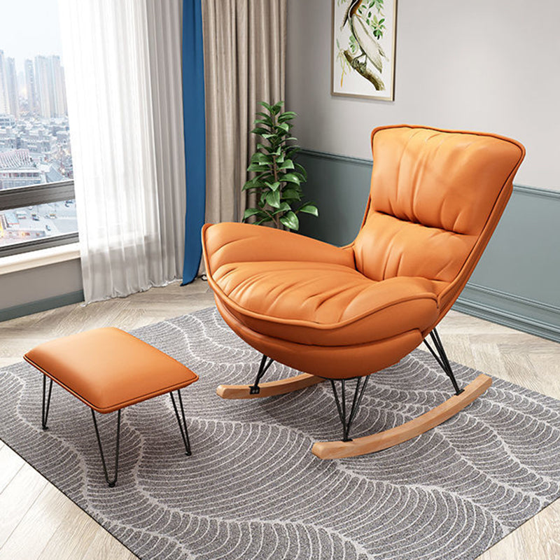 Sedia a dondolo contemporanea Codice in pelle con finta sedia da bilanciere con cuscini con cuscini