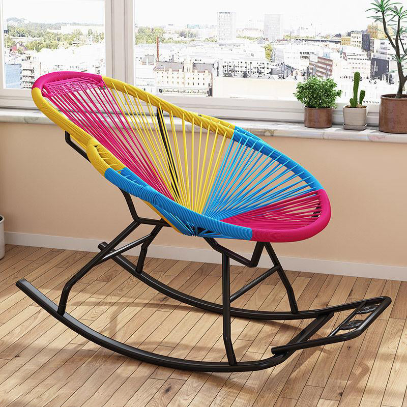 Modern Spindle Rocking Chair Woven Rope Metal Frame Rocker Chair for Home Clearhalo 'Chairs & Seating' 'furn' 'furn_rocking_chairs' 'Furniture' 'Living Room Furniture' 'Rocking Chairs' 'rocking_chairs' 5952819
