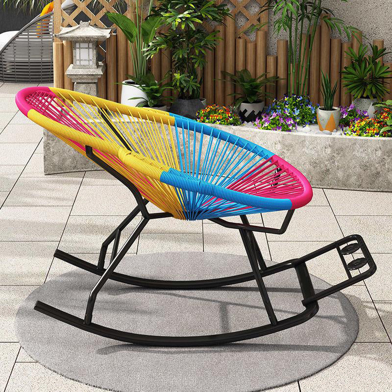 Modern Spindle Rocking Chair Woven Rope Metal Frame Rocker Chair for ...