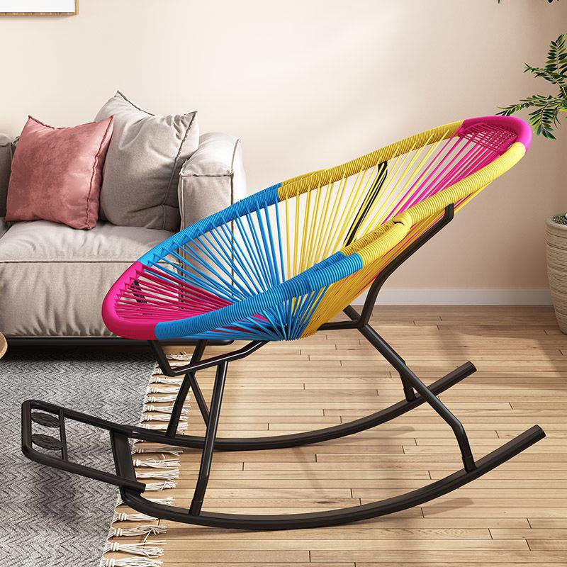 Modern Spindle Rocking Chair Woven Rope Metal Frame Rocker Chair for Home Clearhalo 'Chairs & Seating' 'furn' 'furn_rocking_chairs' 'Furniture' 'Living Room Furniture' 'Rocking Chairs' 'rocking_chairs' 5952821