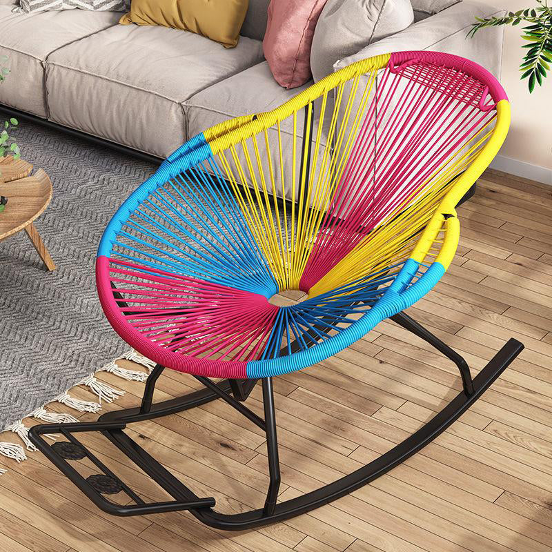 Modern Spindle Rocking Chair Woven Rope Metal Frame Rocker Chair for Home Multi-Color Clearhalo 'Chairs & Seating' 'furn' 'furn_rocking_chairs' 'Furniture' 'Living Room Furniture' 'Rocking Chairs' 'rocking_chairs' 5952826