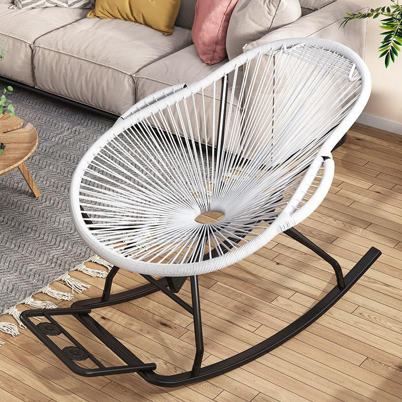 Modern Spindle Rocking Chair Woven Rope Metal Frame Rocker Chair for Home White Clearhalo 'Chairs & Seating' 'furn' 'furn_rocking_chairs' 'Furniture' 'Living Room Furniture' 'Rocking Chairs' 'rocking_chairs' 5952827