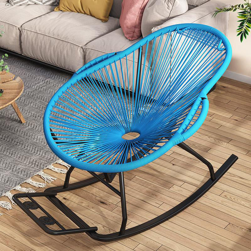 Modern Spindle Rocking Chair Woven Rope Metal Frame Rocker Chair for Home Blue Clearhalo 'Chairs & Seating' 'furn' 'furn_rocking_chairs' 'Furniture' 'Living Room Furniture' 'Rocking Chairs' 'rocking_chairs' 5952830