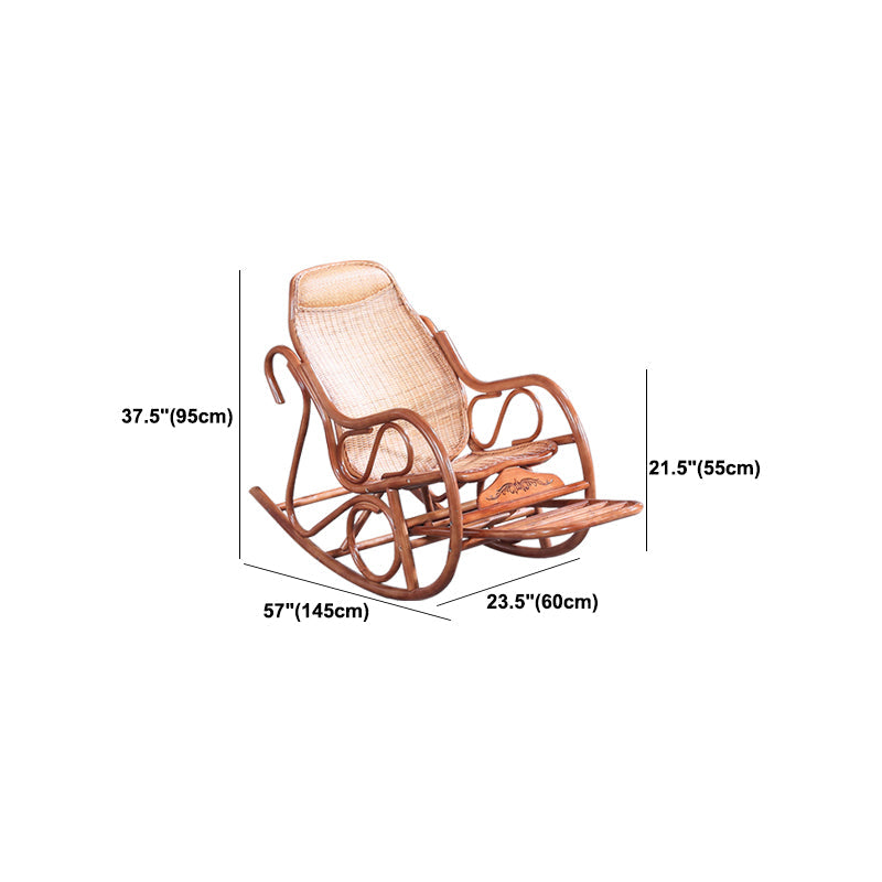 伝統的なロッキングチェアラタンフレームスピンドルバックレストソリッドカラー屋内ロッキングチェア