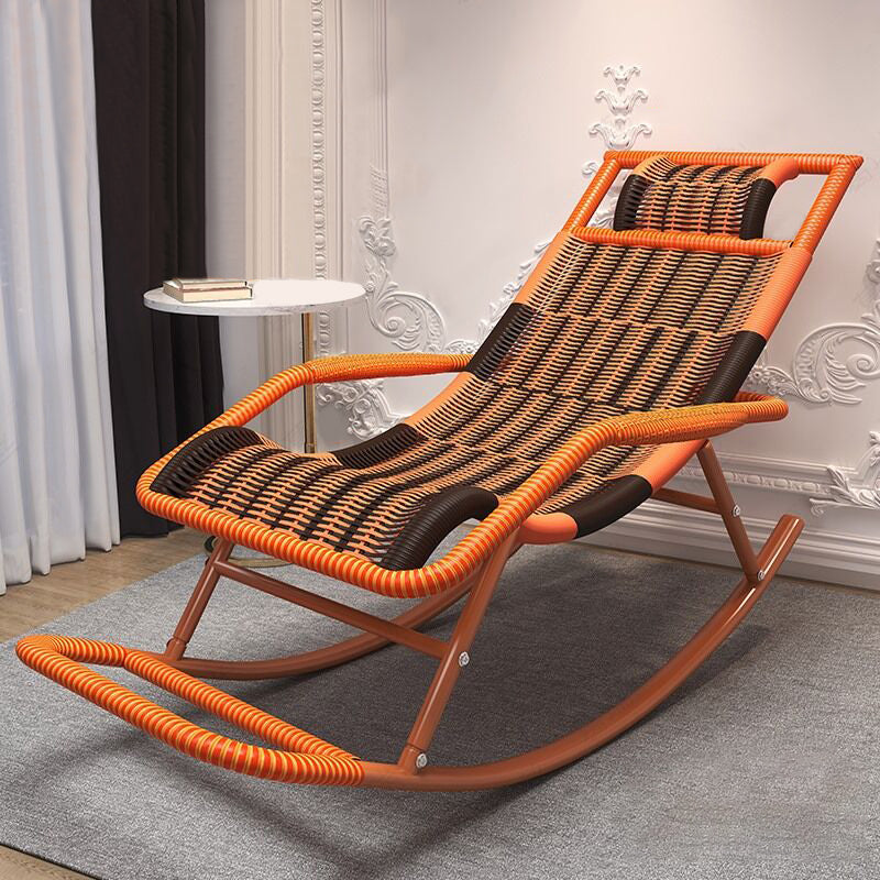 伝統的な屋内リクライナーチェアウィッカーロッキングチェア織りラタン