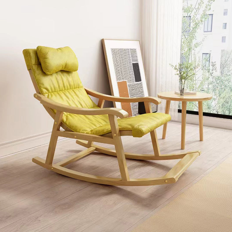Contemporary Rocking Chair Solid Wood Rocker Chair with Padded Seat Yellow Clearhalo 'Chairs & Seating' 'furn' 'furn_rocking_chairs' 'Furniture' 'Living Room Furniture' 'Rocking Chairs' 'rocking_chairs' 5953413