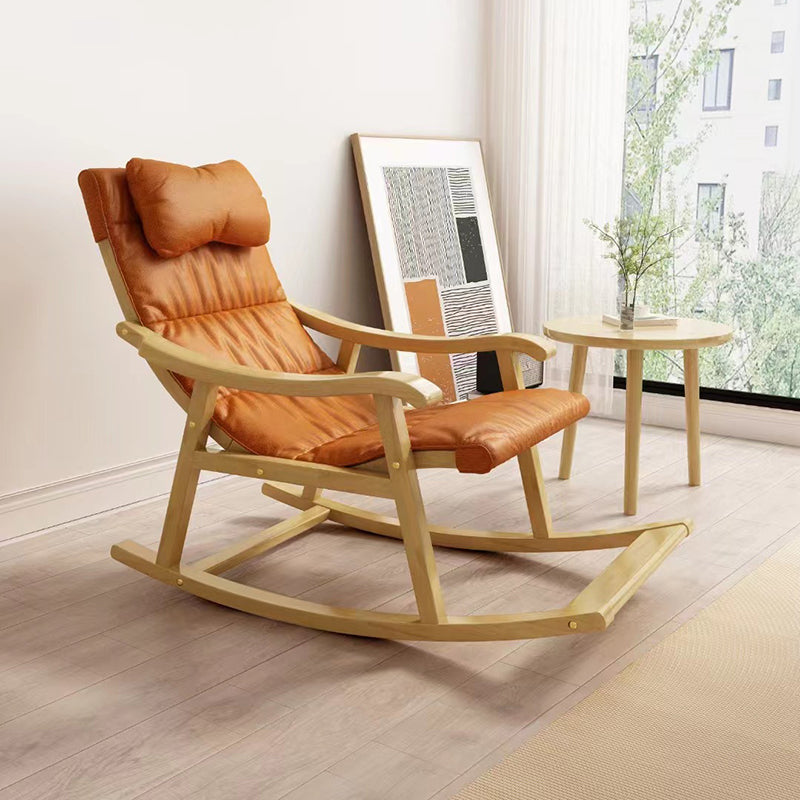 Contemporary Rocking Chair Solid Wood Rocker Chair with Padded Seat Orange Clearhalo 'Chairs & Seating' 'furn' 'furn_rocking_chairs' 'Furniture' 'Living Room Furniture' 'Rocking Chairs' 'rocking_chairs' 5953414