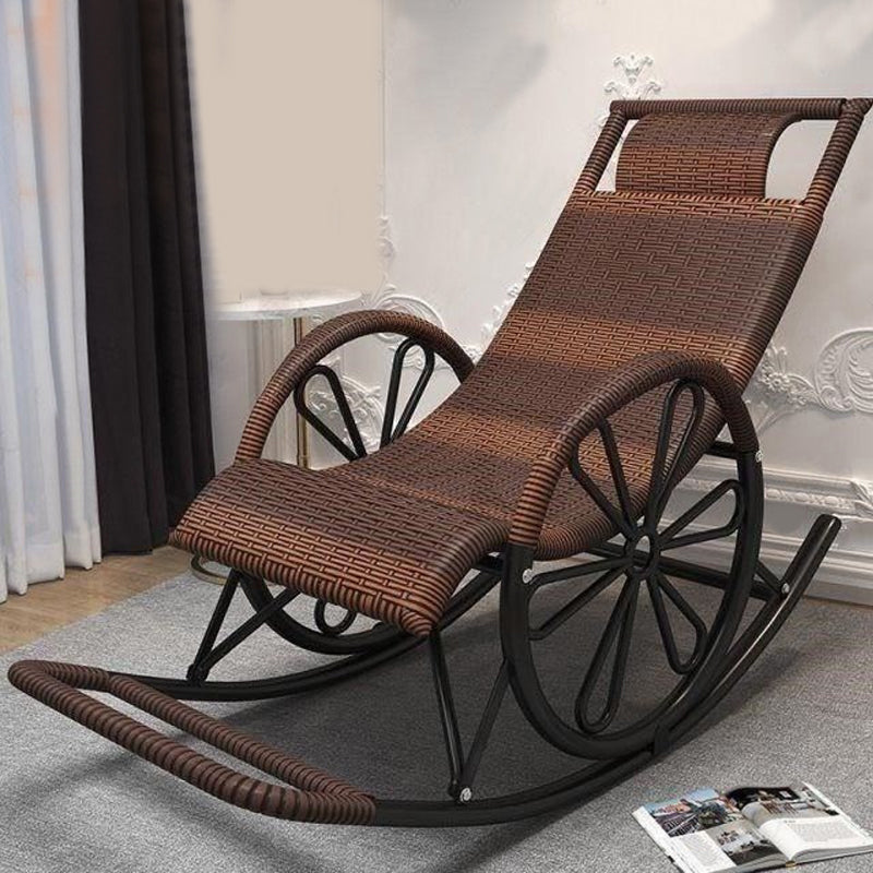 Modern Rocking Accent Chair Rattan/Wicker Rocker Chair for Porch Red Brown Clearhalo 'Chairs & Seating' 'furn' 'furn_rocking_chairs' 'Furniture' 'Living Room Furniture' 'Rocking Chairs' 'rocking_chairs' 5953644