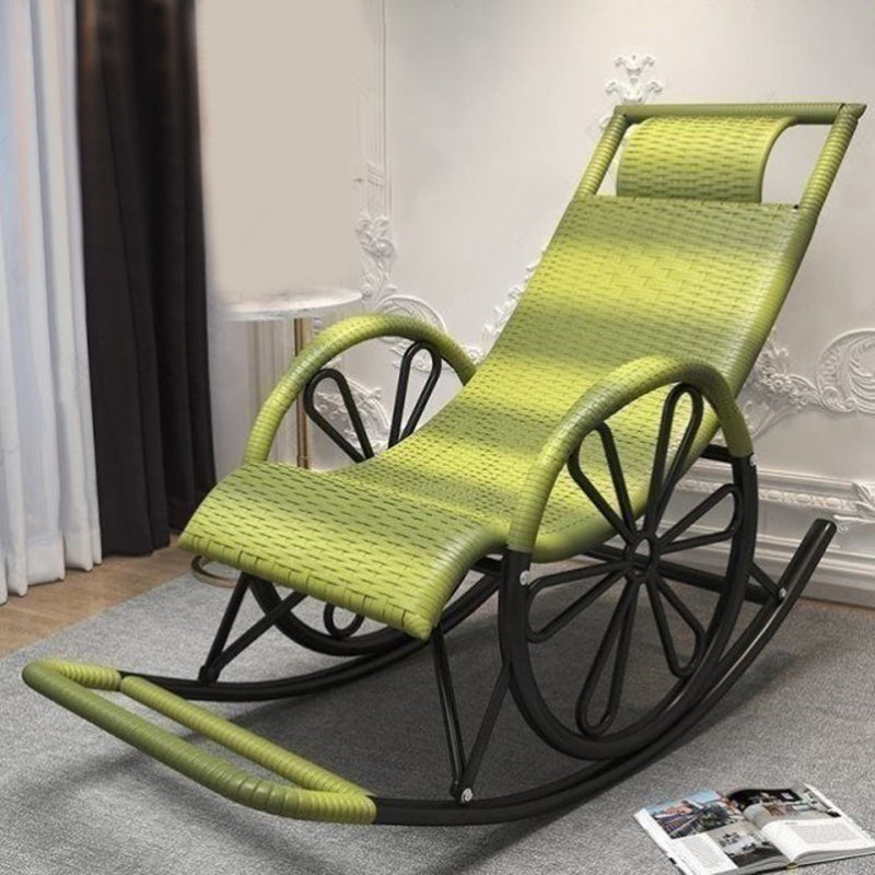 Modern Rocking Accent Chair Rattan/Wicker Rocker Chair for Porch Green-Yellow Clearhalo 'Chairs & Seating' 'furn' 'furn_rocking_chairs' 'Furniture' 'Living Room Furniture' 'Rocking Chairs' 'rocking_chairs' 5953649