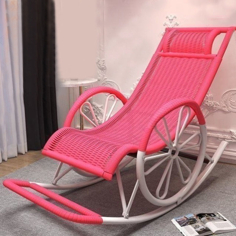 Modern Rocking Accent Chair Rattan/Wicker Rocker Chair for Porch Pink Clearhalo 'Chairs & Seating' 'furn' 'furn_rocking_chairs' 'Furniture' 'Living Room Furniture' 'Rocking Chairs' 'rocking_chairs' 5953655