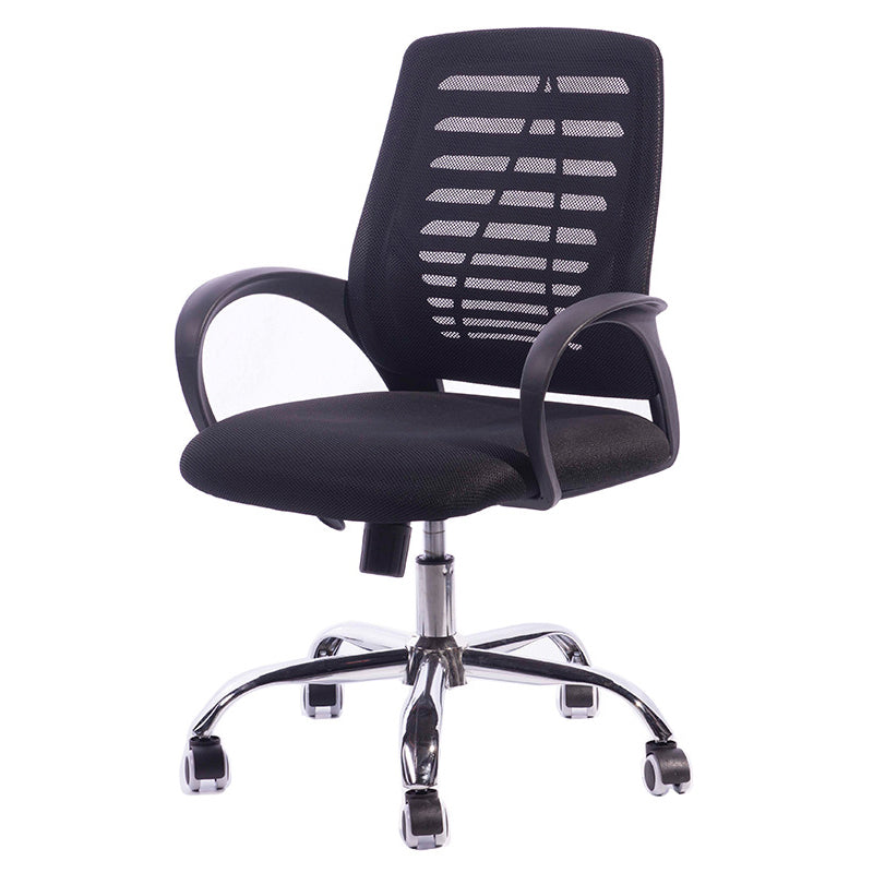 Silla deslizante moderna y contemporánea Silla de microfibra negra con respaldo medio