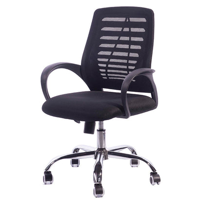 Silla deslizante moderna y contemporánea Silla de microfibra negra con respaldo medio