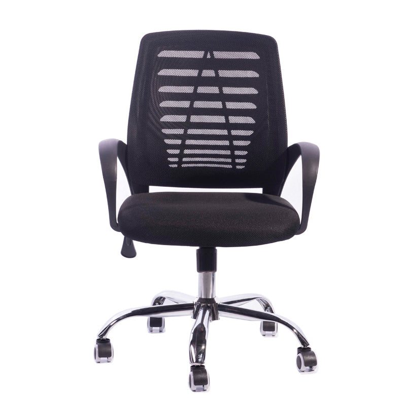 Silla deslizante moderna y contemporánea Silla de microfibra negra con respaldo medio