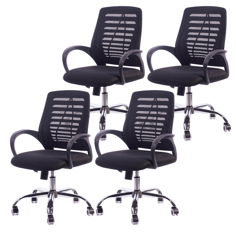 Silla deslizante moderna y contemporánea Silla de microfibra negra con respaldo medio