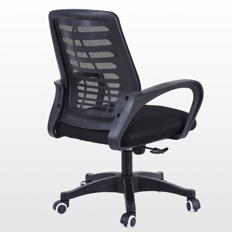 Silla deslizante moderna y contemporánea Silla de microfibra negra con respaldo medio