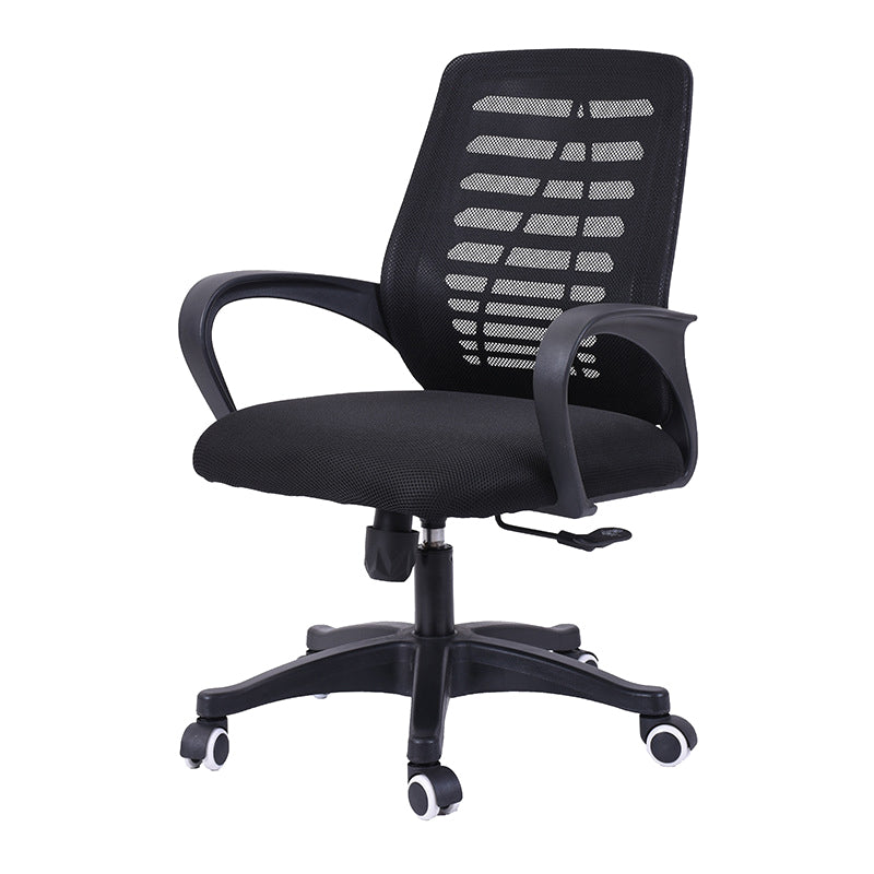 Silla deslizante moderna y contemporánea Silla de microfibra negra con respaldo medio