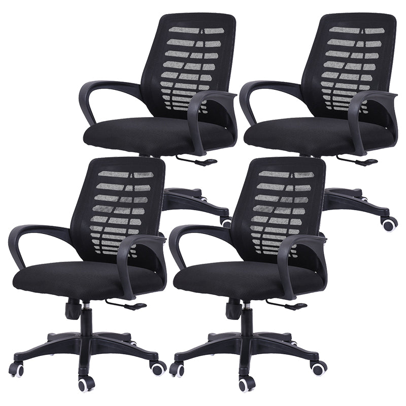 Silla deslizante moderna y contemporánea Silla de microfibra negra con respaldo medio