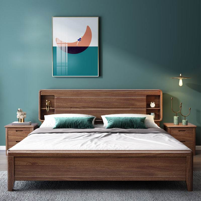 Scandinavian Solid Wood Storage with Headboard Panel Standard Bed