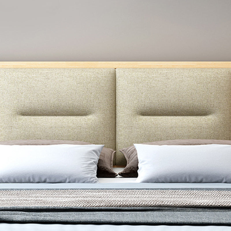 Scandinavian Solid Wood Storage with Rectangular Headboard Bed Frame